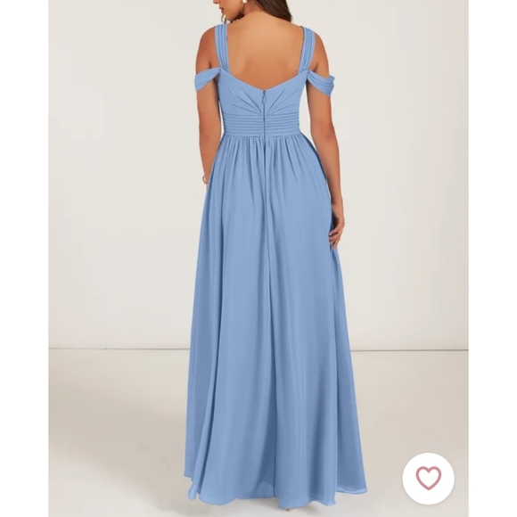 Blue Chiffon Bridesmade Dress - Picture 2 of 4